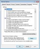 reset settings in IE