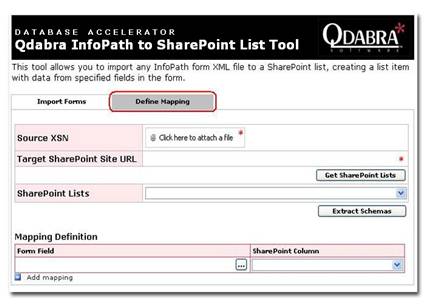 Define Mapping tab