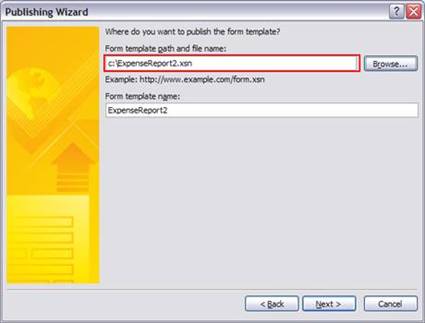 Publishing Wizard - Network Location 2