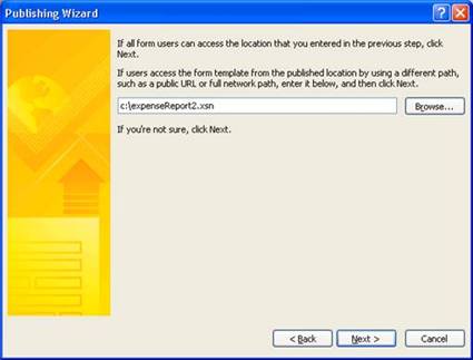 Publishing Wizard - Network Location 3