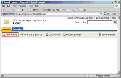 SQL Server Reporting Services - New Folder