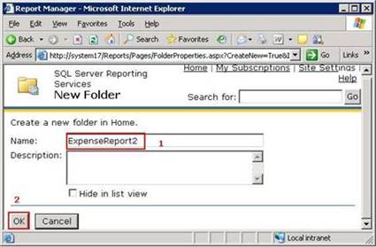 SQL Server Reporting Services - Name New Folder