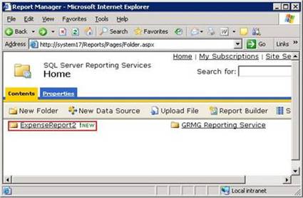 SQL Server Reporting Services - Select Report Folder