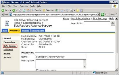 SQL Server Reporting Services - Properties
