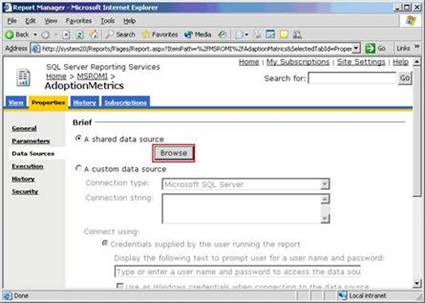 SQL Server Reporting Services - Data Source Properties