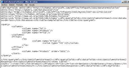 XML query in DBEnum connection file
